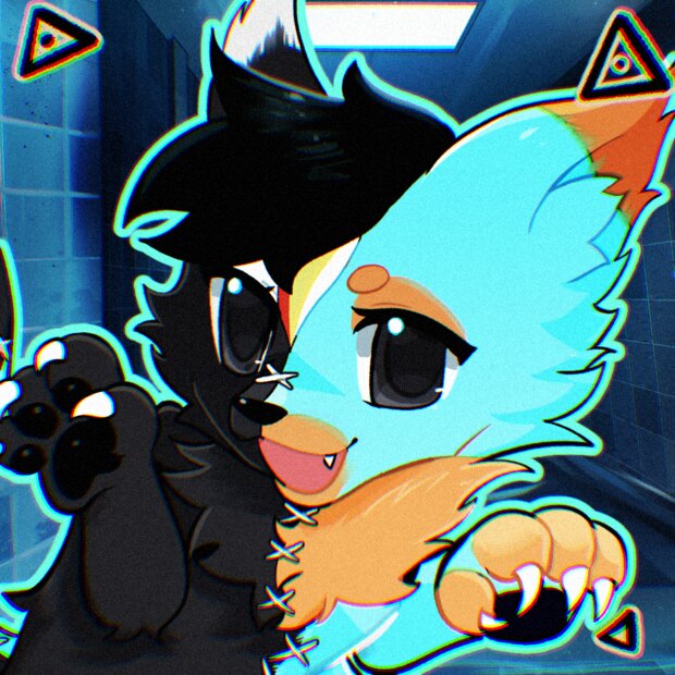 Tarkan, black and cyan, claws out